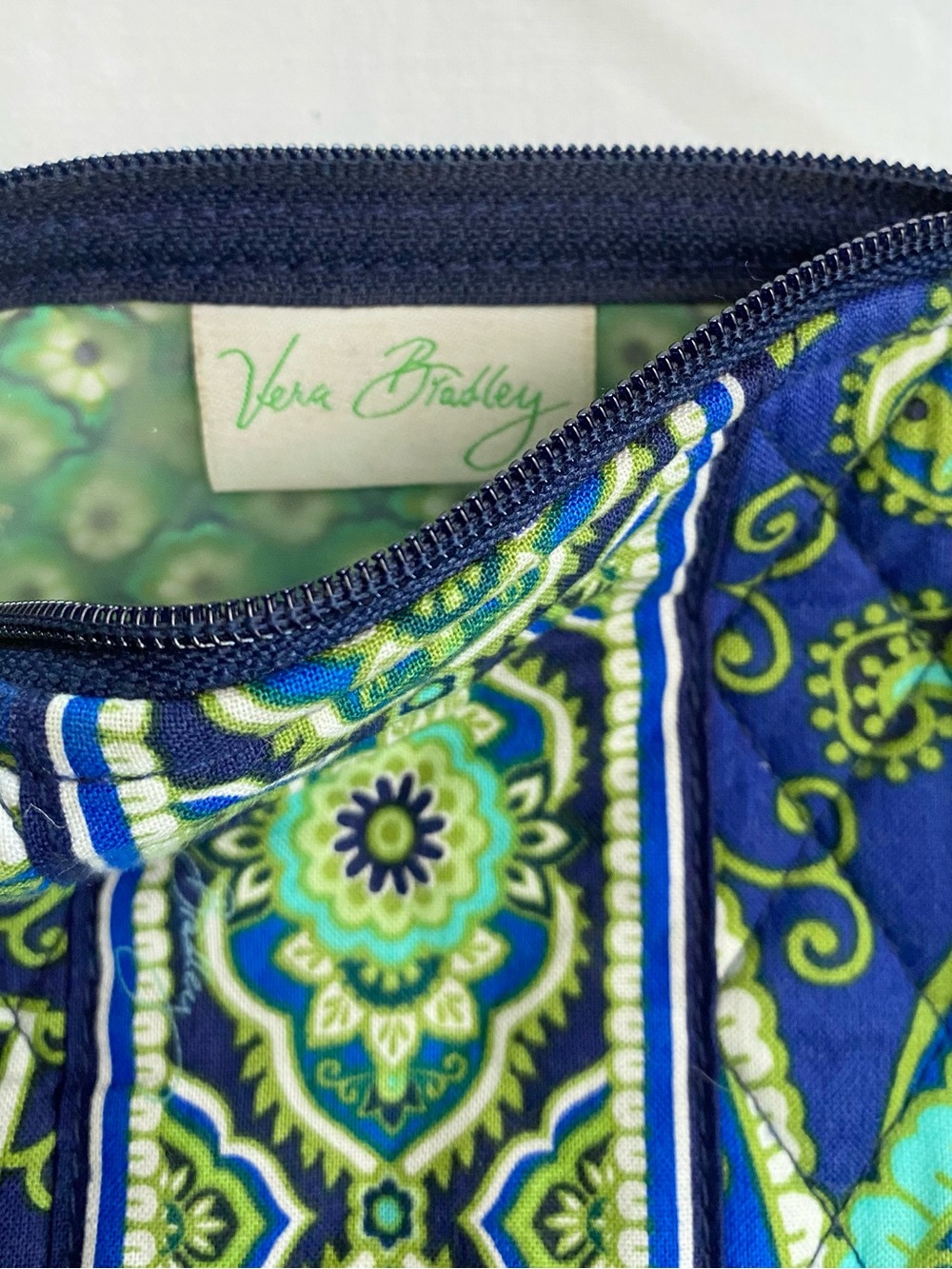 Vera Bradley Navy, Blue & Green Quilted Cosmetic Case - Picture 2 of 3